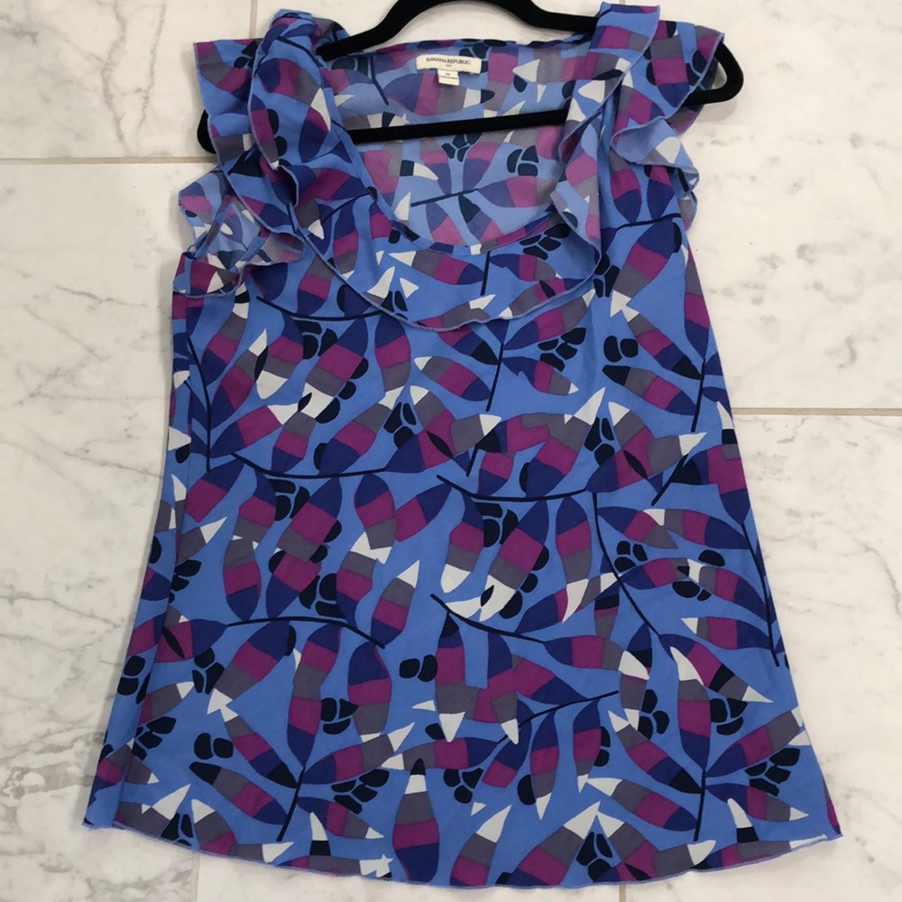Banana Republic Blue and Purple Pattern Blouse